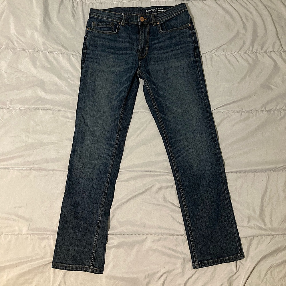 Mens Denim Jeans 30/32 George Slim Fit